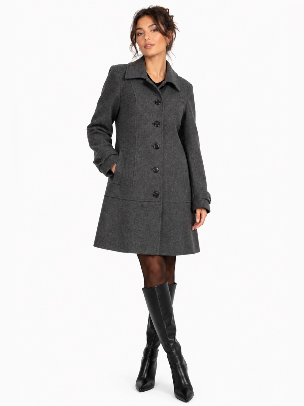 Y2K Vintage Banana Republic Double Breasted Wool Trench Coat (Charcoal Grey) 2